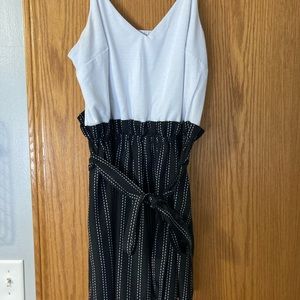 white and black striped romper